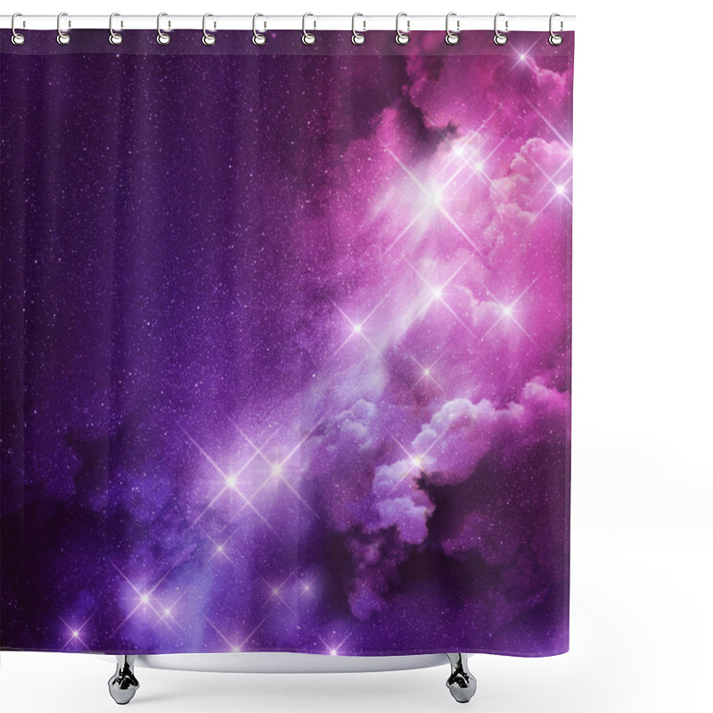 Personality  Pink And Purple Nebula Shower Curtains