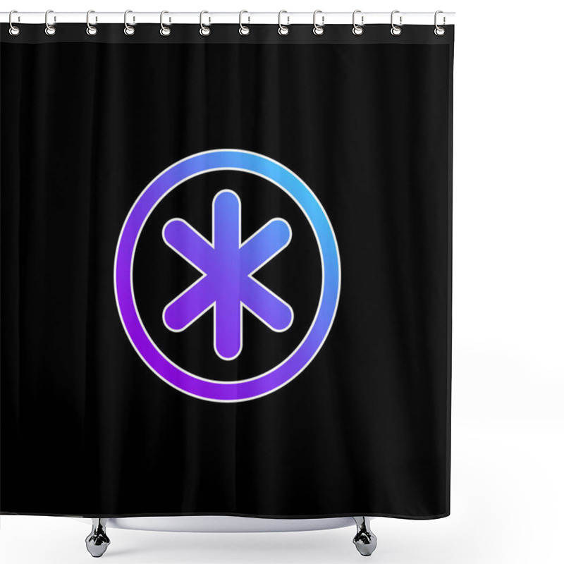 Personality  Asterisk Star Symbol In Circular Button Blue Gradient Vector Icon Shower Curtains