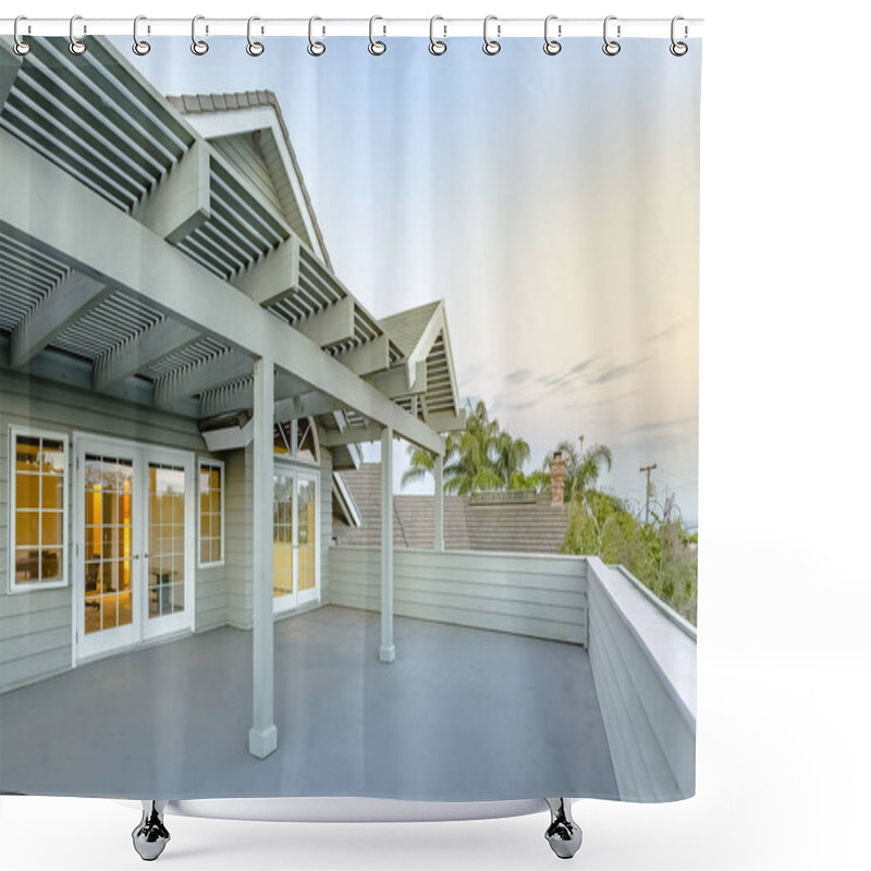 Personality  Large Upstairs Deck In Southern California Home With Lattice Cov Shower Curtains