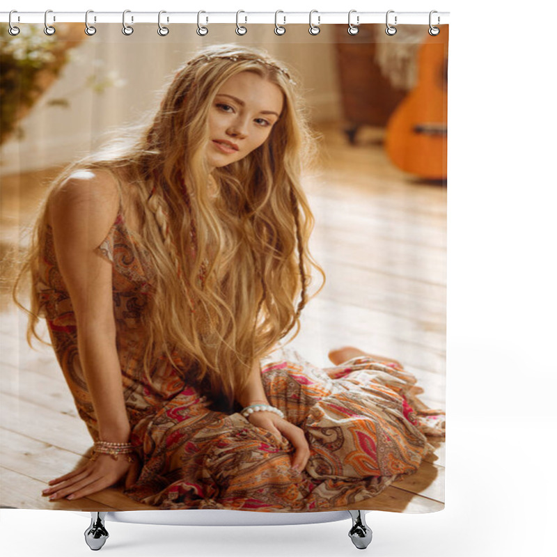 Personality  Young Woman In Boho Style  Shower Curtains