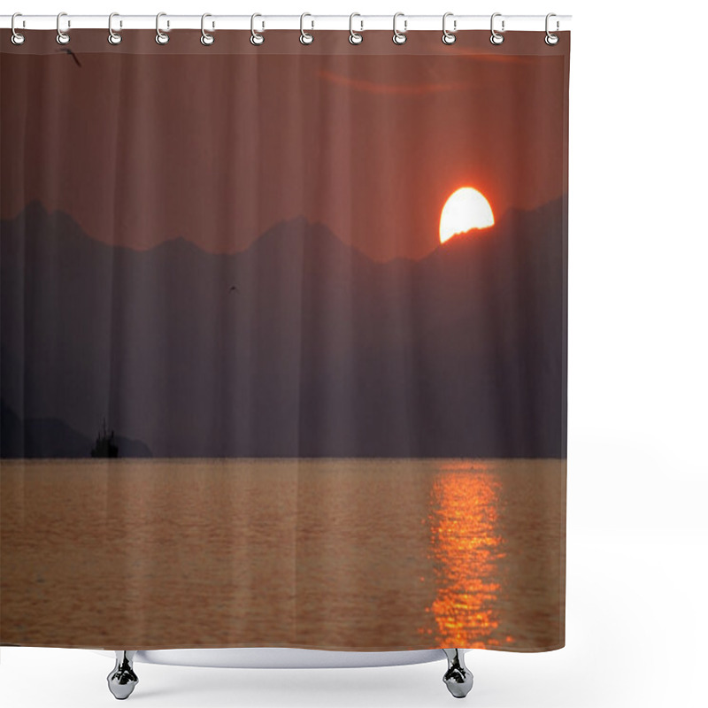 Personality  Sunset In Mountain. Shower Curtains