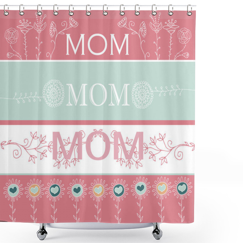 Personality  Set Of Mother's Day Greeting Banners With Spring Flowers. Vector Illustration Shower Curtains