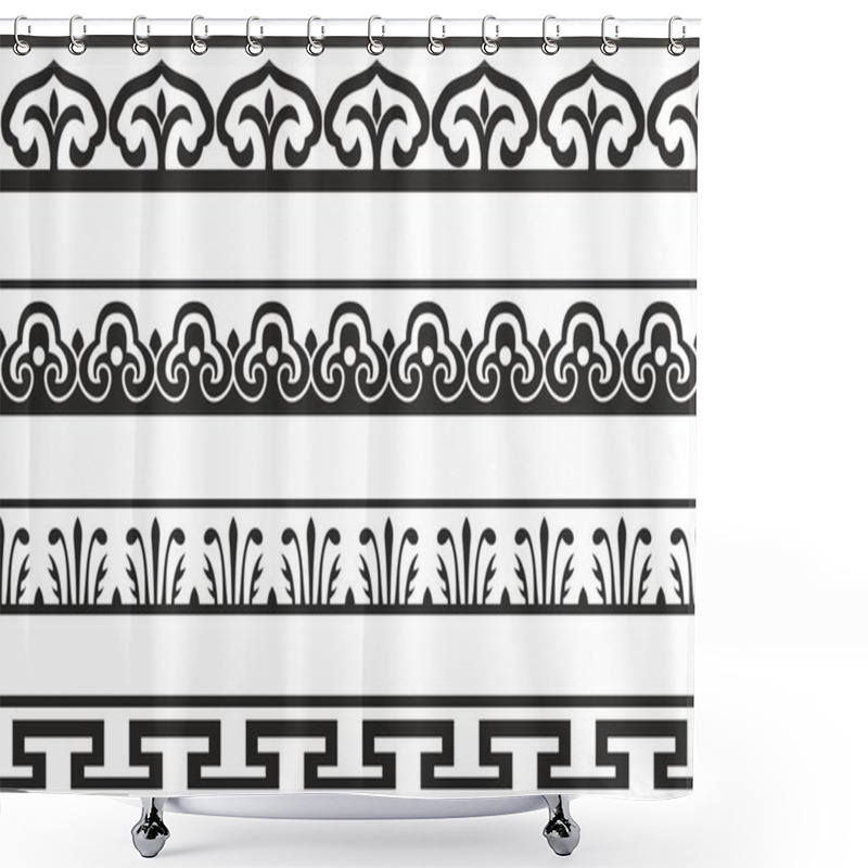 Personality  Vector Set Of Seamless Endless Monochrome Chinese Ornaments. Frames, Borders, Enclosures, Drawing Of The East. Shower Curtains