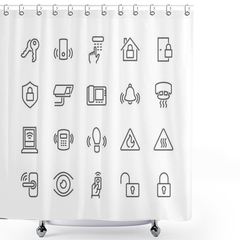 Personality  Line Home Security Icons Shower Curtains