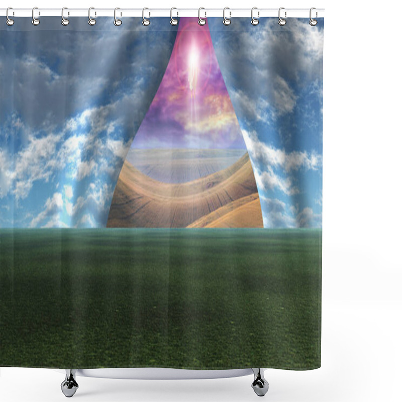 Personality  Sky Pulled Apart Like Curtain To Reveal The Christ Shower Curtains