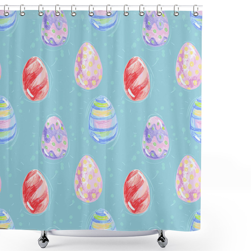 Personality  Seamless Pattern With Easter Eggs Shower Curtains