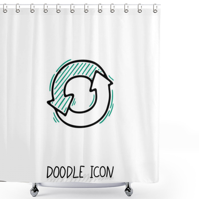 Personality  Doodle Circle Arrow Icon. Eco, Recycle Pictogram. Shower Curtains