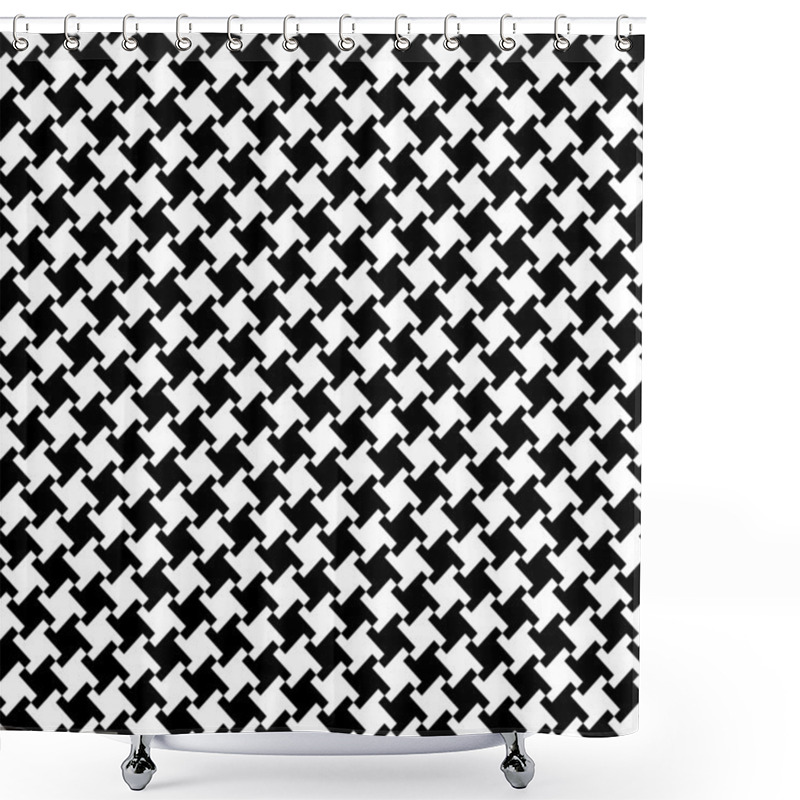 Personality  A Different Houndstooth In Black And White Shower Curtains