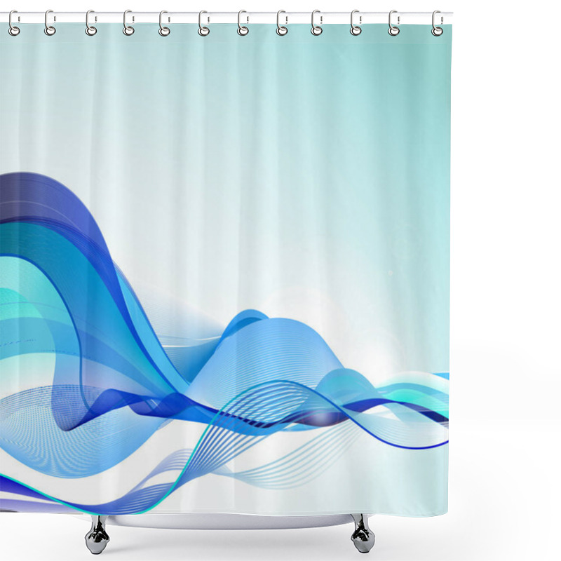 Personality  Abstract Blue Waves, Lines,  Abstract Shower Curtains