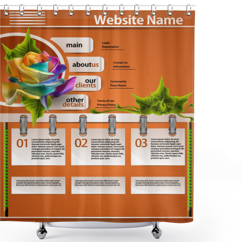 Personality  Web Site Design Template, Vector. Shower Curtains