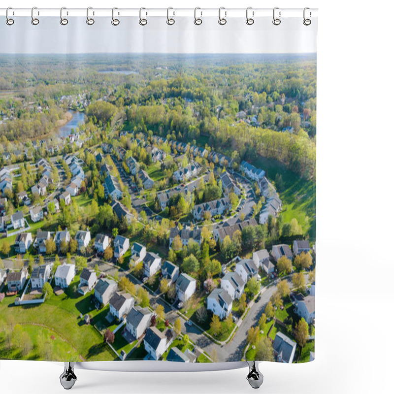 Personality  Panorama Top View Small American Town Urban Lifestyle District Landscape Shower Curtains