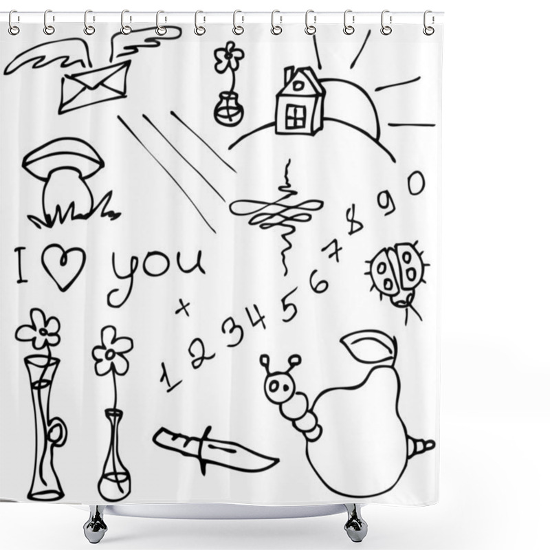 Personality  Set Of Vector Sketches Shower Curtains