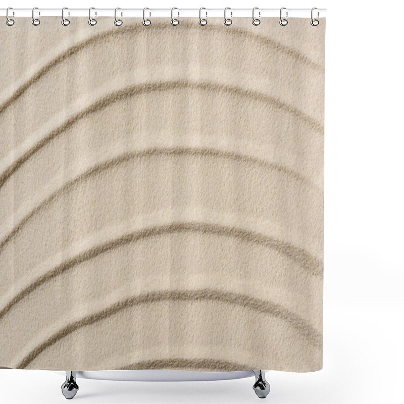 Personality  Top View Of Textured Background With Sand And Smooth Lines Shower Curtains