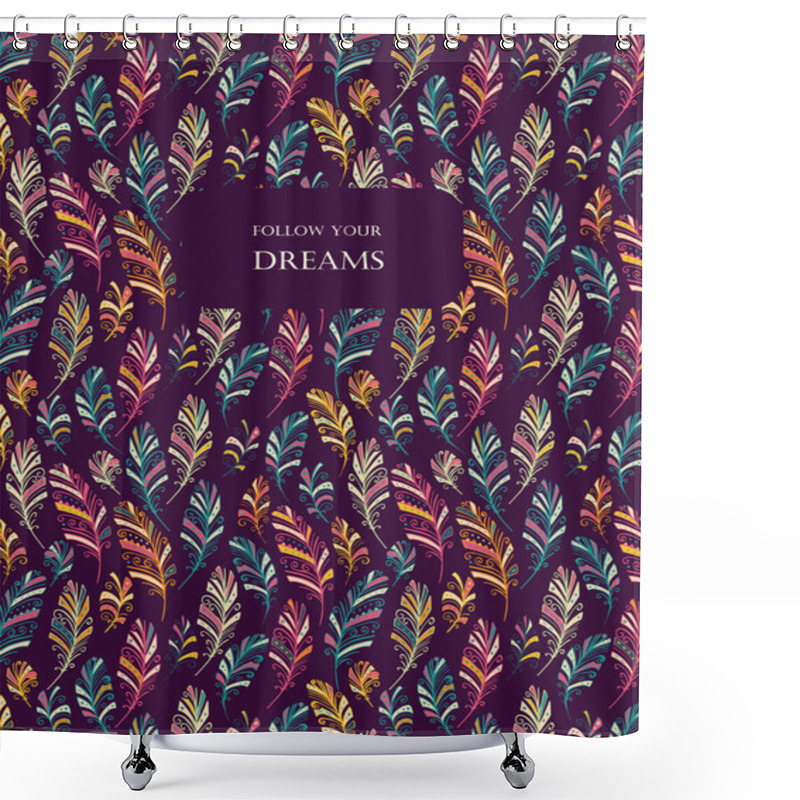 Personality  Card Feather. Shower Curtains