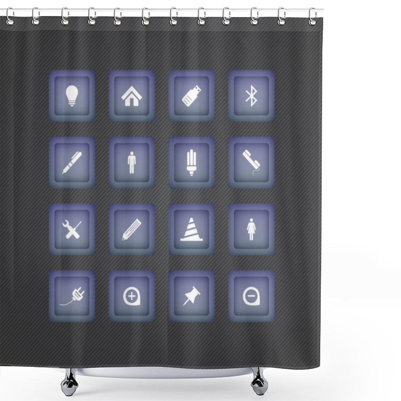 Personality  Office Icon Set Vector Illustration  Shower Curtains