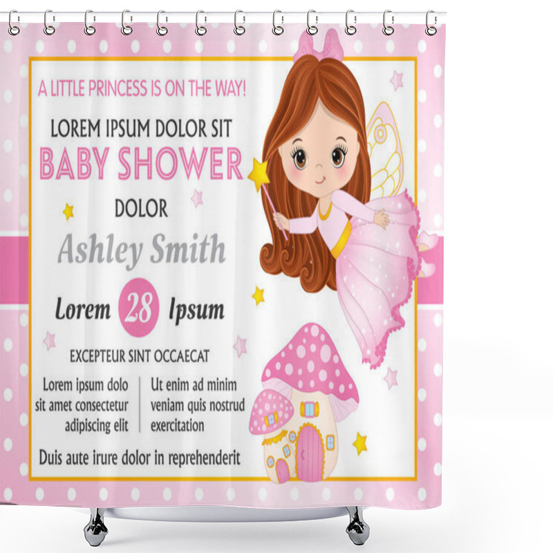 Personality  Vector Card Template For Baby Shower. Vector Baby Girl Shower Curtains