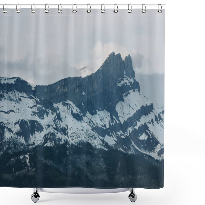 Personality  Majestic Scenic Snow-capped Mountains And Cloudy Sky, Mont Blanc, Alps Shower Curtains