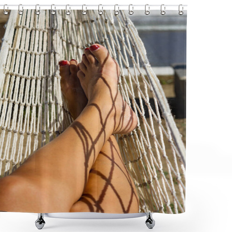 Personality  Woman On A Hammock At The Beach Shower Curtains