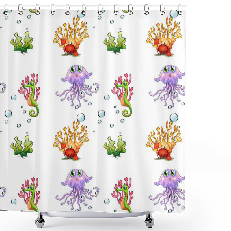 Personality  A Seamless Design Showing The Creatures Under The Sea Shower Curtains