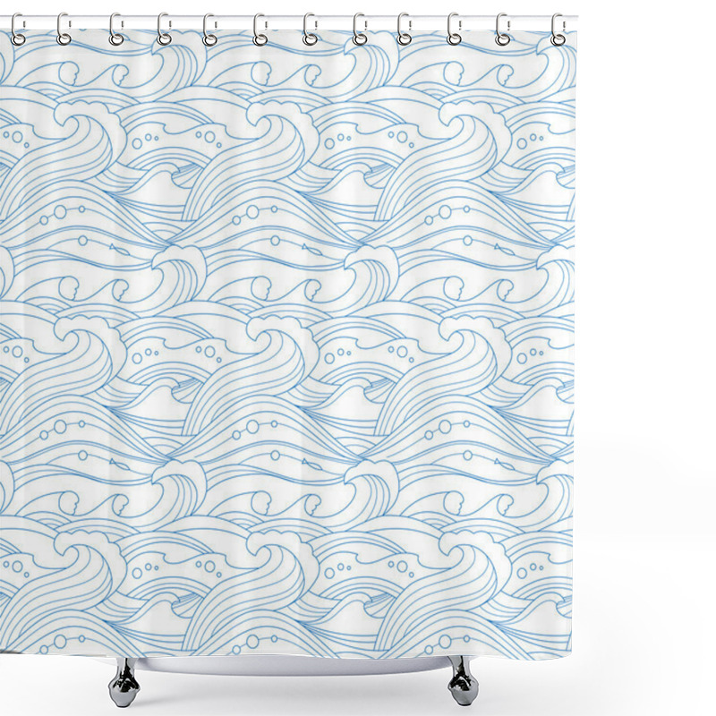 Personality  Sea Waves Pattern Shower Curtains