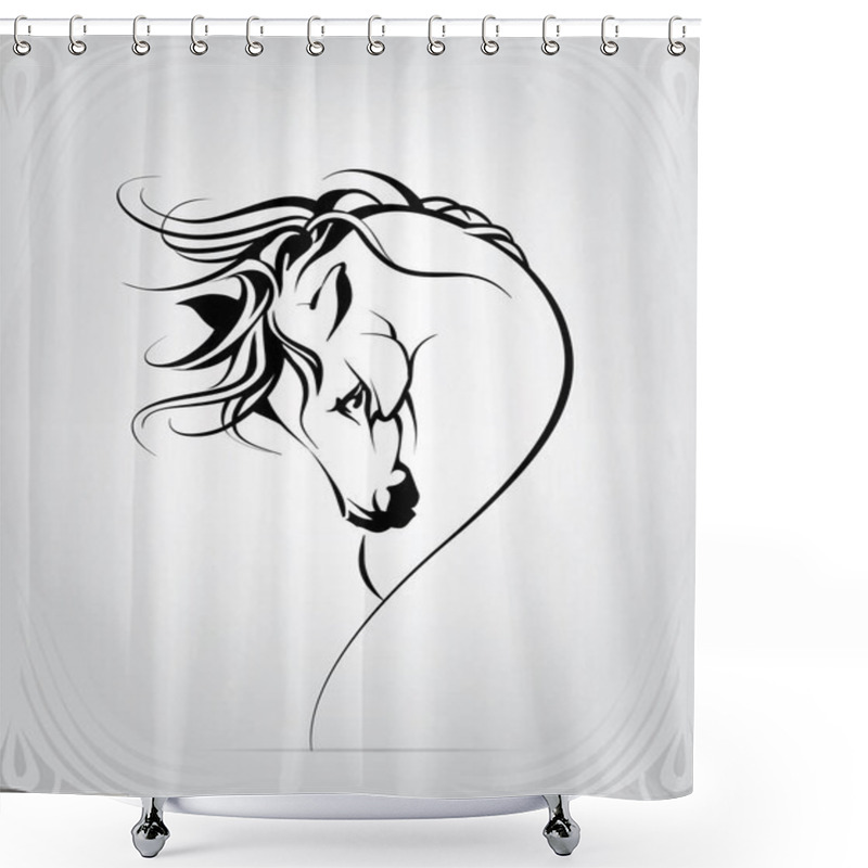 Personality  Vector Silhouette Of Horse Logo Shower Curtains