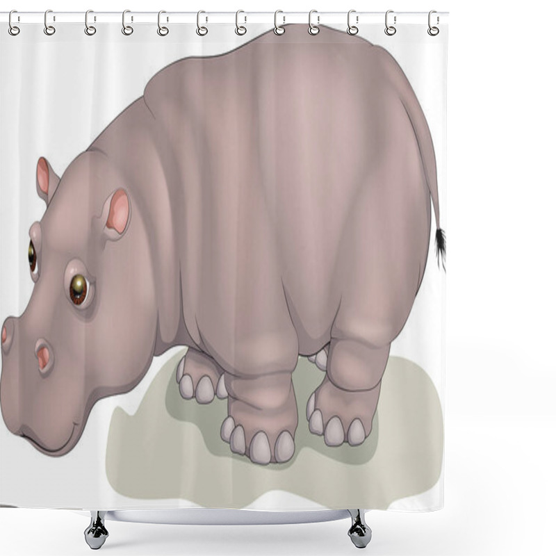 Personality  Vector Illustration Hippopotamus Shower Curtains