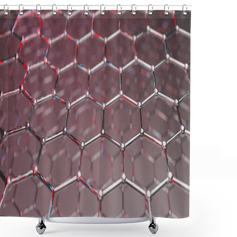 Personality  Graphene Molecular Nano Technology Structure On A Red Background Shower Curtains