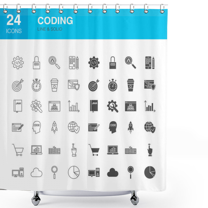 Personality  Coding Line Web Glyph Icons Shower Curtains