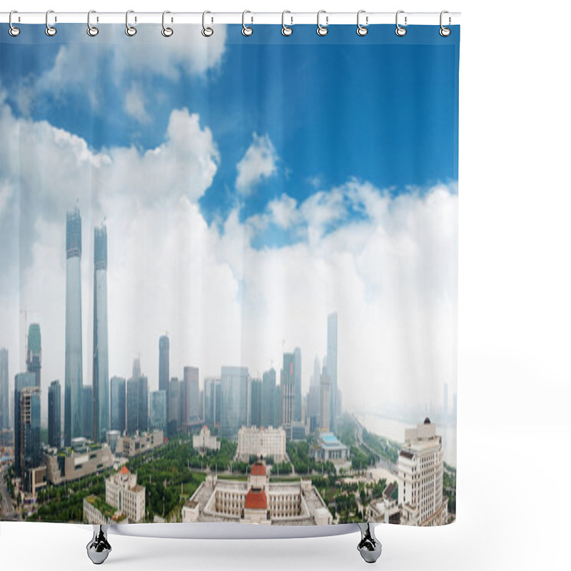 Personality  Aerial View Of Chinese City Shenzhen Shower Curtains