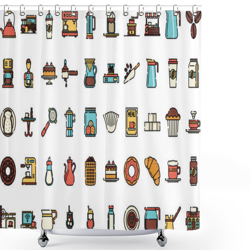 Personality  Coffee Shop Icons High-Quality Vector Icons Collection With Editable Stroke. Ideal For Professional And Creative Projects. Shower Curtains