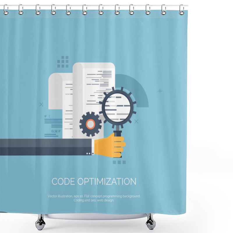 Personality  Vector Illustration. Code Optimization. Flat Computing Background. Programming And Coding. Web Development And Search. Search Engine Optimization. Innovation And Technologies. Mobile App. Shower Curtains