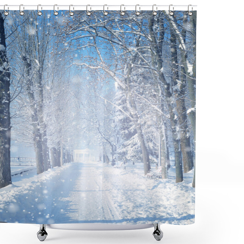 Personality  Beautiful Winter Landscape With Snow Covered Trees Shower Curtains