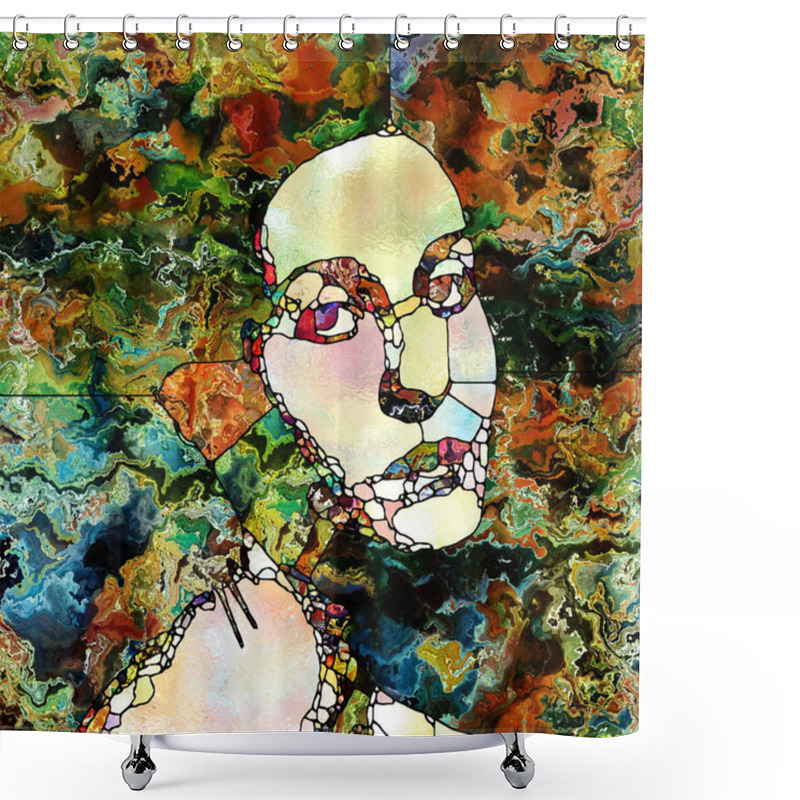 Personality  Stained Glass Portrait Of Young Woman. Study On The Subject Of Art And Design. Shower Curtains