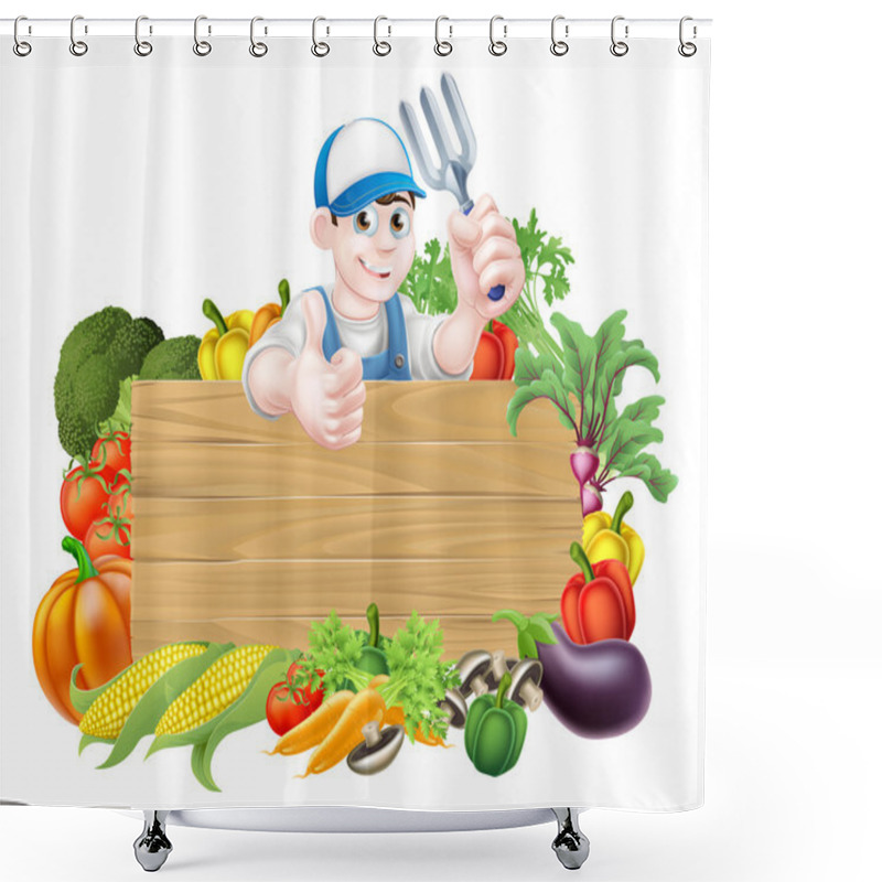 Personality  Cartoon Vegetables Gardener Sign Shower Curtains