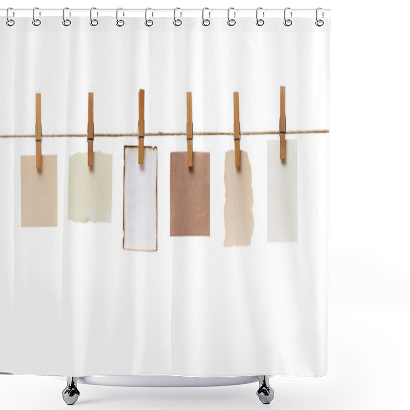 Personality  Clothes Peg And Note Paper On Clothes Line Rope Shower Curtains