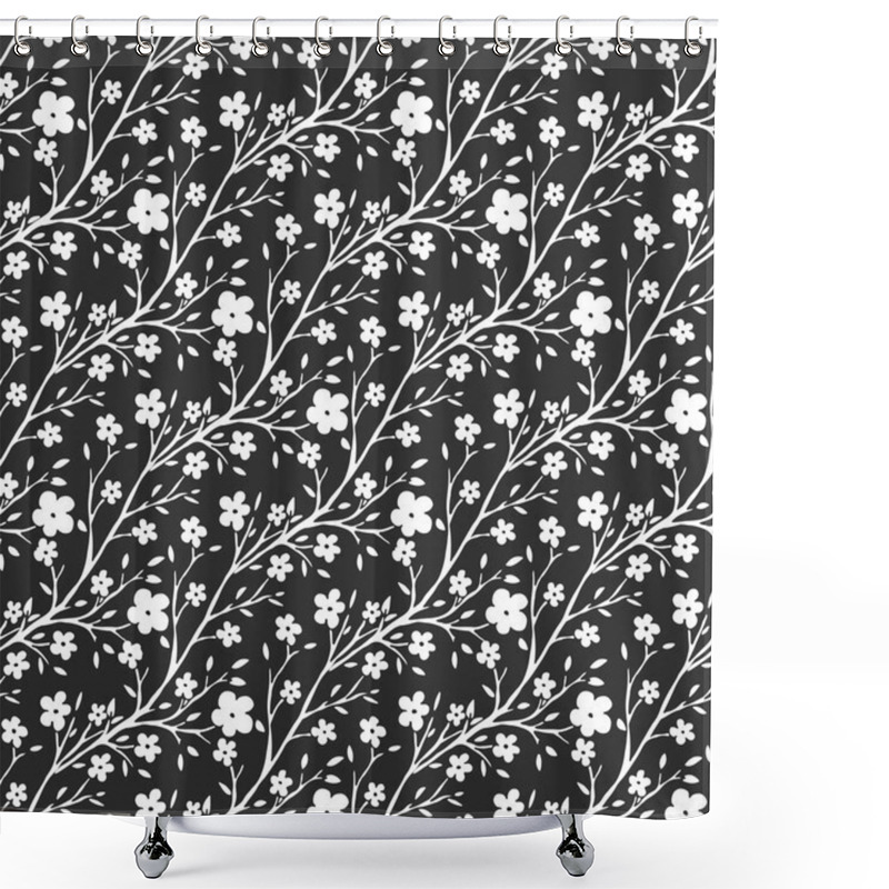 Personality  Vector Black And White Flowers Pattern  Shower Curtains