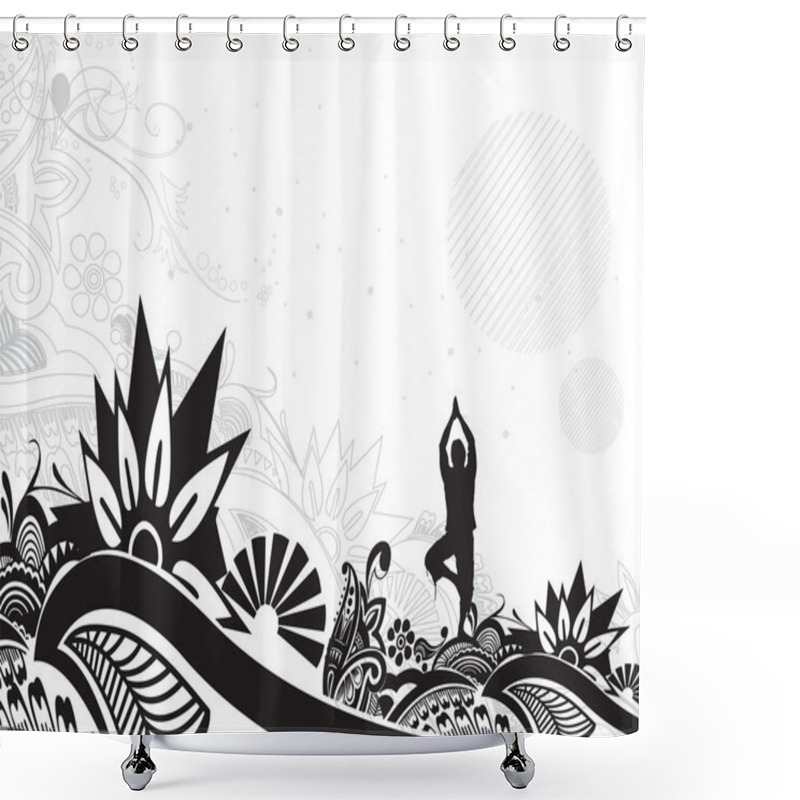 Personality  Yoga Illustration Shower Curtains