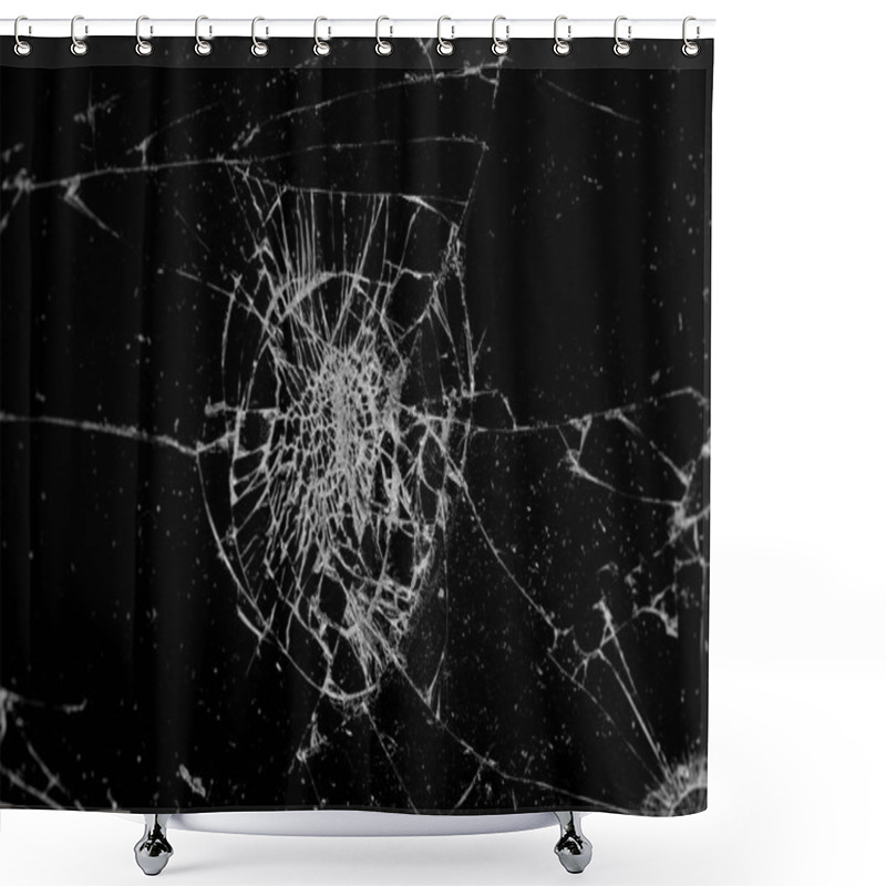 Personality  Texture Of Broken Glass On Black Shower Curtains