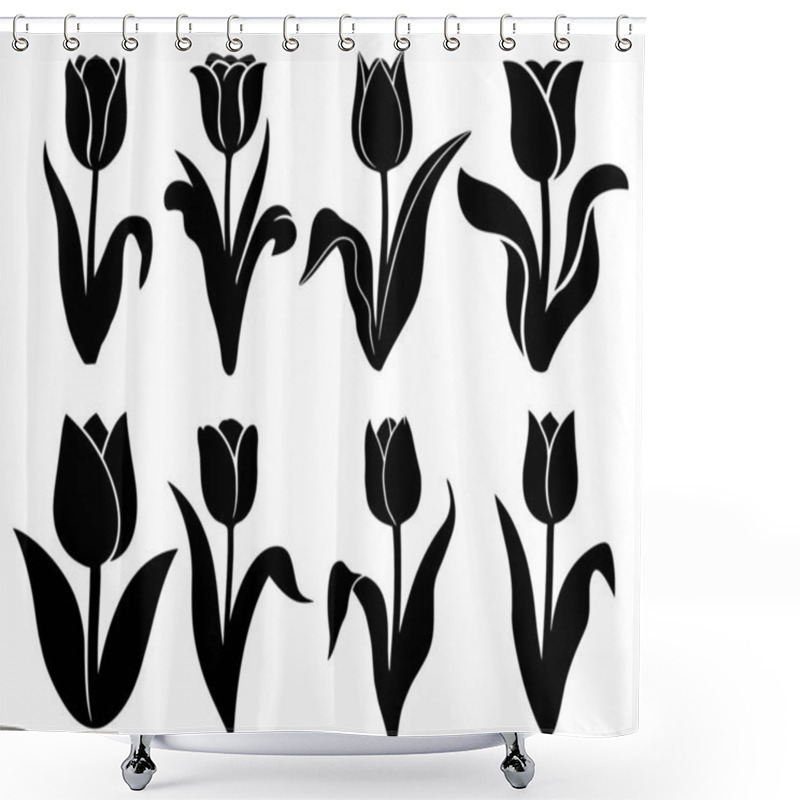 Personality  Tulip Flower Silhouette Icon Vector Illustration On White Background  Shower Curtains