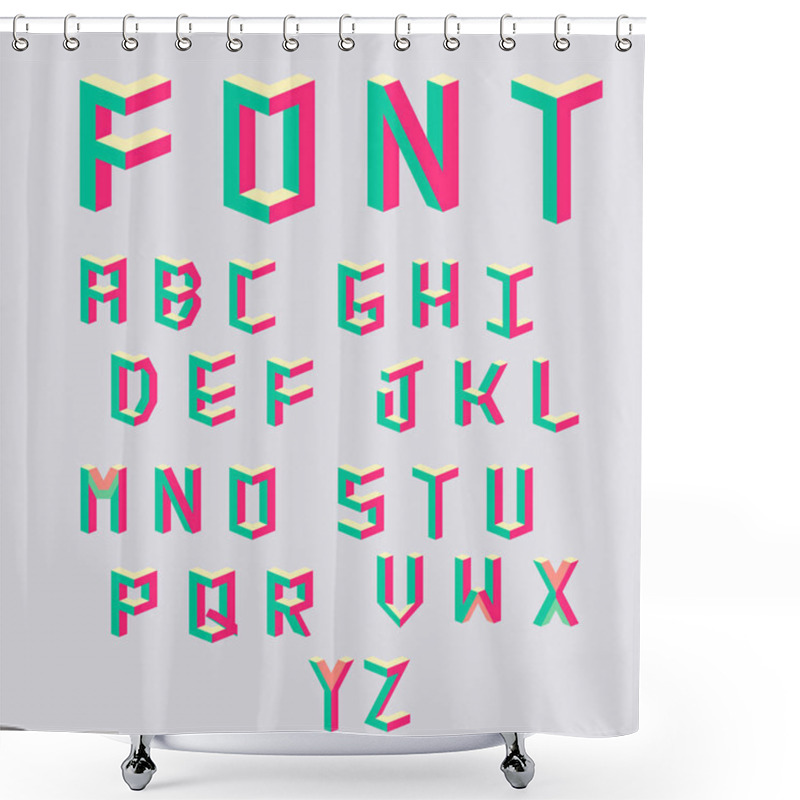 Personality  Vector Isometric Cubical Alphabet Shower Curtains