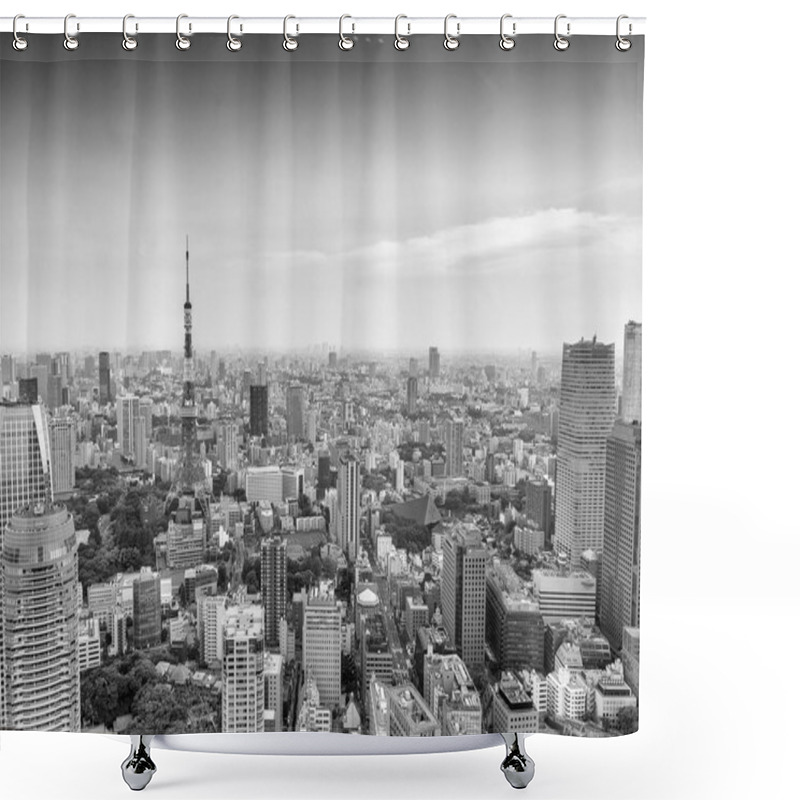 Personality  Tokyo Skyscrapers And Tokyo Tower Aerial View Shower Curtains