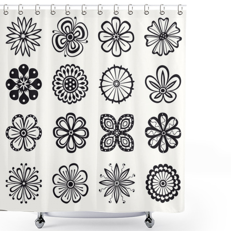 Personality  Collection Of Flowers Shower Curtains