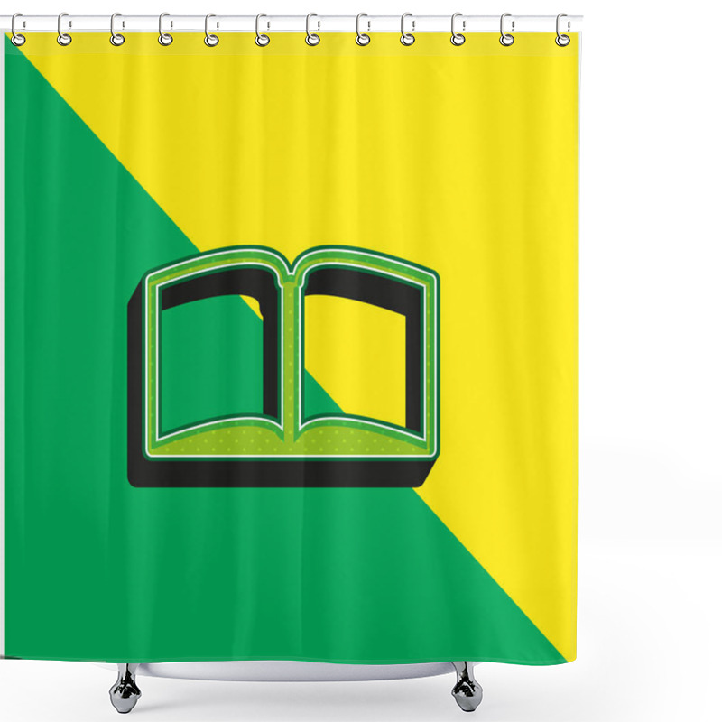 Personality  Book Open In The Middle Green And Yellow Modern 3d Vector Icon Logo Shower Curtains