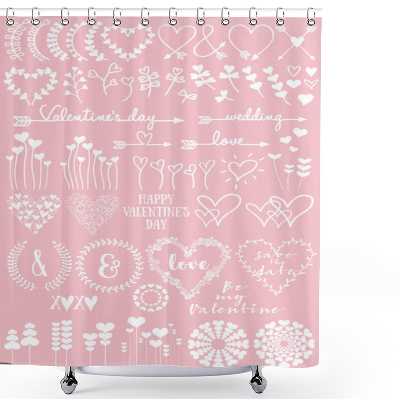 Personality  Floral Heart Designs, Vector Set Shower Curtains