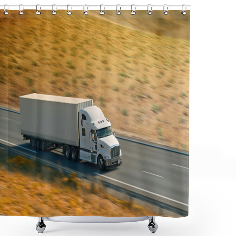 Personality  White Semi Truck Shower Curtains