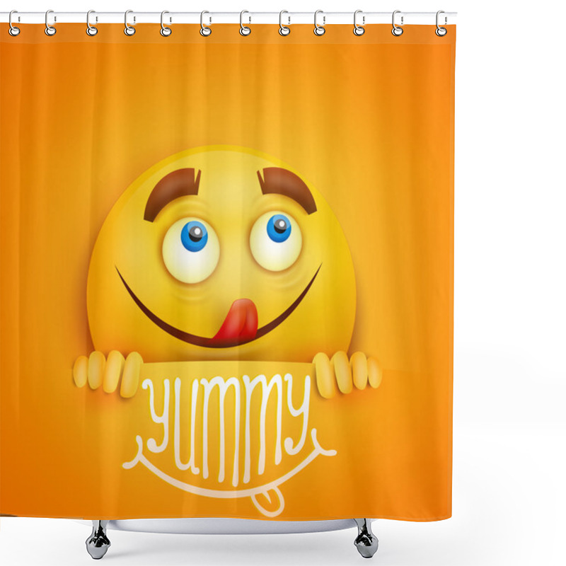 Personality  Happy Smiley Yellow Round Face. Yummy Title Shower Curtains