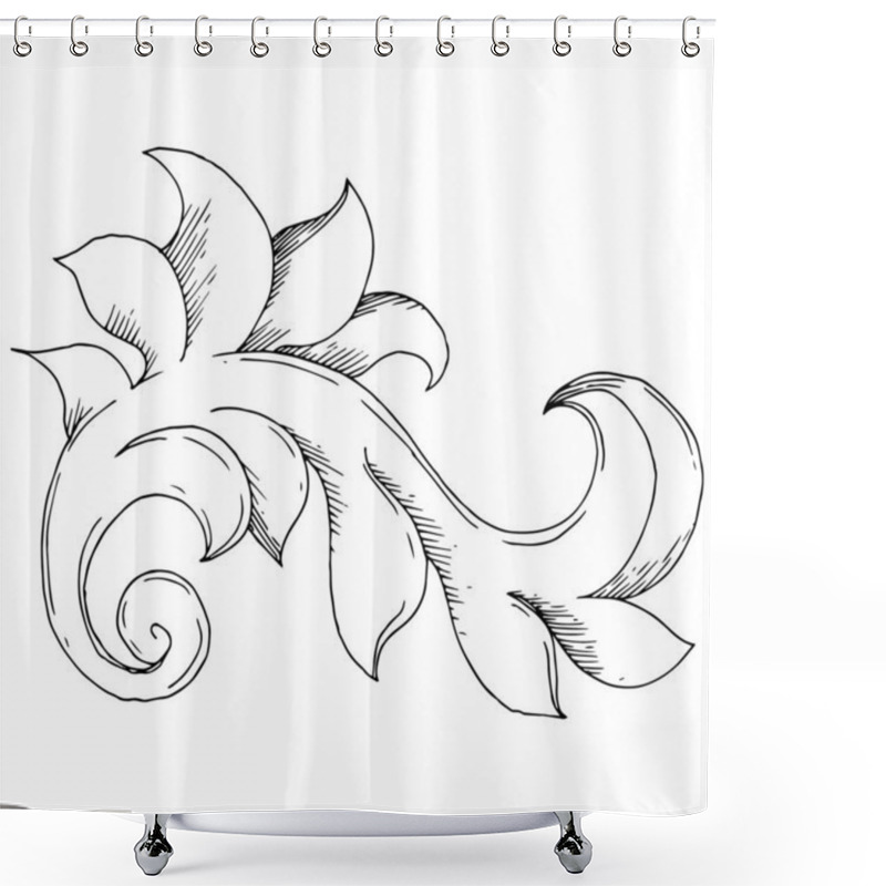 Personality  Vector Golden Monogram Floral Ornament. Black And White Engraved Ink Art. Isolated Ornaments Illustration Element. Shower Curtains