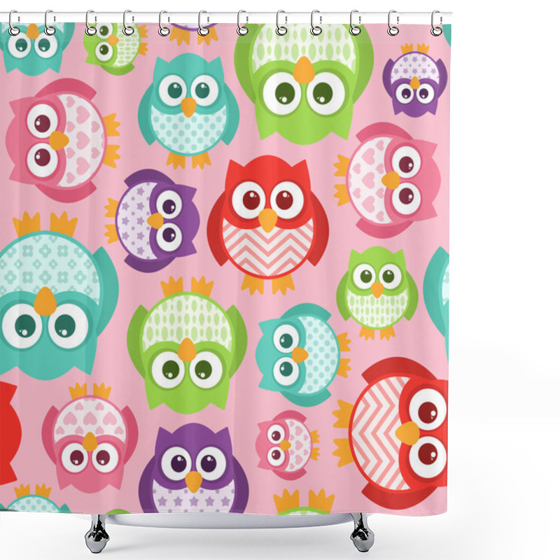 Personality  Cute Simple Cartoon Patterned Owls, Seamless Tile Shower Curtains