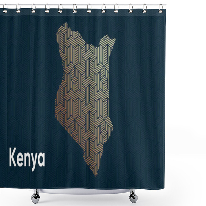 Personality  Card With A Stylized Oriental Overlapping Pattern And A Transform Effect. Oriental Gold Pattern With Overlap Superimposed On Map. Kenya Political Map Shower Curtains