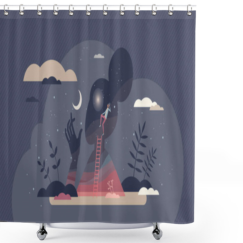 Personality  Consciousness, Awareness And Mental Self Mindfulness Tiny Person Concept Shower Curtains